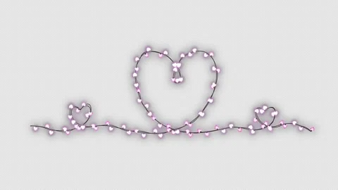Valentine's Heart Shape Lights String Overlay 库存影片 348037077