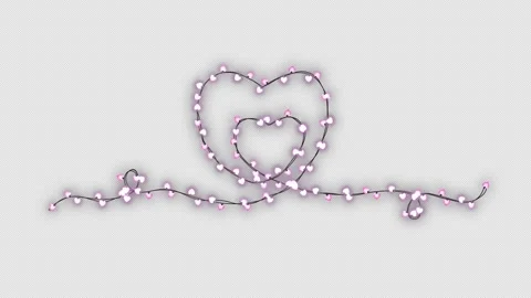Valentine's Heart Shape Lights String Overlay 库存影片 348037113