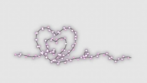 Valentine's Heart Shape Lights String Overlay 库存影片 348037183