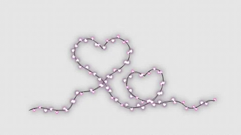Valentine's Heart Shape Lights String Overlay 库存影片 348037219