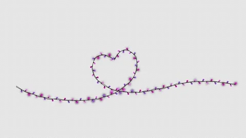 Valentine's Heart Shape Lights String Overlay Stock Footage 348038160