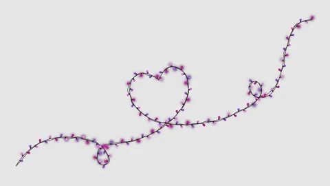 Valentine's Heart Shape Lights String Overlay 库存影片 348038305