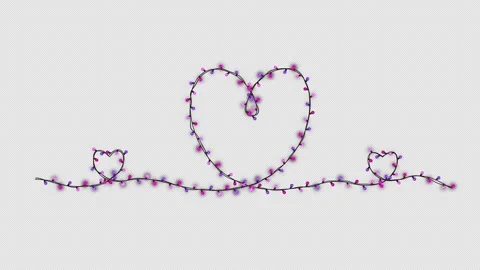Valentine's Heart Shape Lights String Overlay 库存影片 348038348