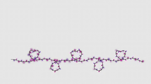 Valentine's Heart Shape Lights String Overlay 库存影片 348038405