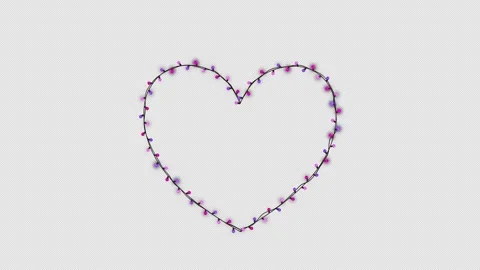 Valentine's Heart Shape Lights String Overlay 库存影片 348038441