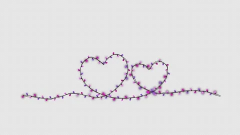 Valentine's Heart Shape Lights String Overlay 库存影片 348038456