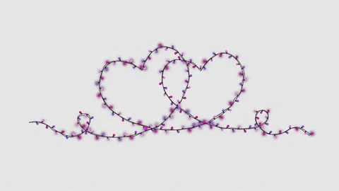 Valentine's Heart Shape Lights String Overlay 库存影片 348038514
