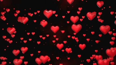Valentine's Hearts Revolution - Random Red Hearts Stock-Footage 72433464