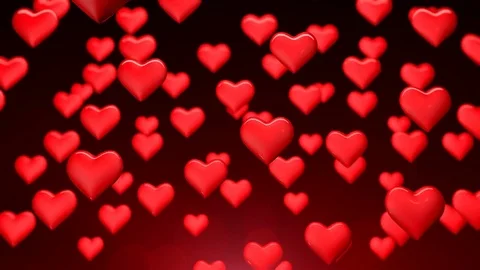 Valentine's Hearts Revolution - Red Hearts Coming Stock Footage 72407553