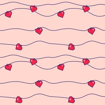 Valentines hearts seamless vector pattern. Illustrazione stock