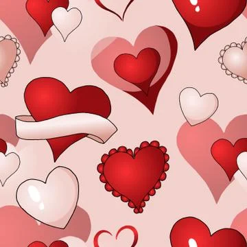 Valentines hearts vector seamless pattern background repetitive textile paint Stock Illustration