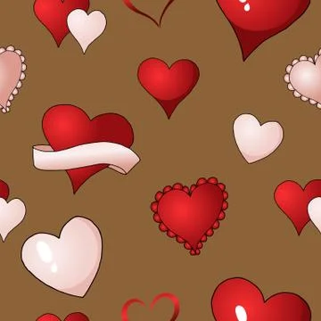 Valentines hearts vector seamless pattern background repetitive textile paint Stock Illustration