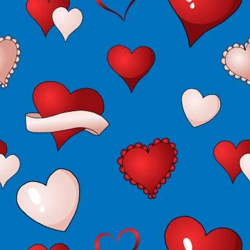 Valentines hearts vector seamless pattern background repetitive textile paint Illustrazione stock