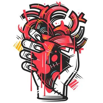 Valentines with line art drawing of simple heart sign. Stock Illustration