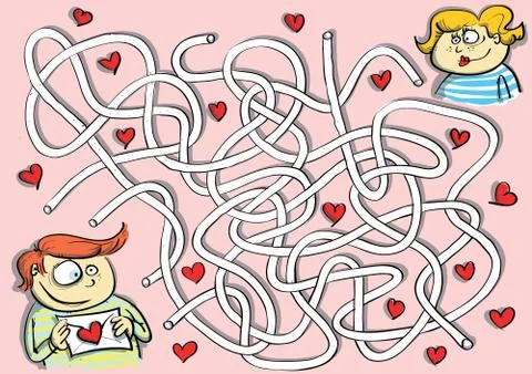 Valentines Maze Game Stock Illustration