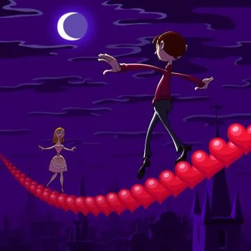 Valentine's night balancing Illustrazione stock