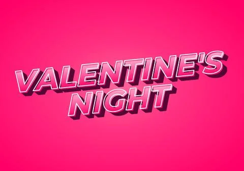 Valentine's night. Text effect in 3D look. Gradient Pink color Stock Illustration