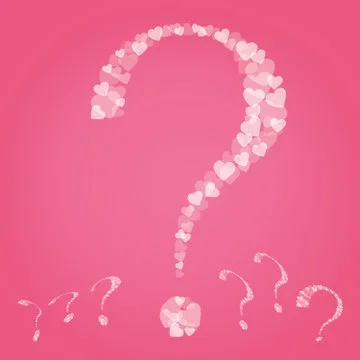 Valentines question marks on pink background Stock Illustration