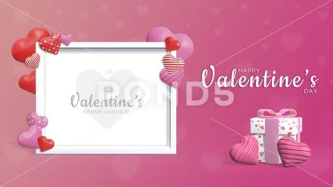 Valentines Rectangle Photo Frame Mockup Template PSD Template