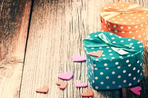 Valentine's retro setting with presents Stock Photos