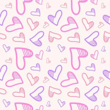 Valentine's seamless pattern vector doodle background digital paper Stock Illustration