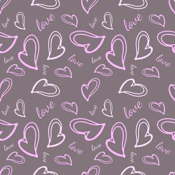 Valentine's seamless pattern vector doodle background digital paper Stock Illustration