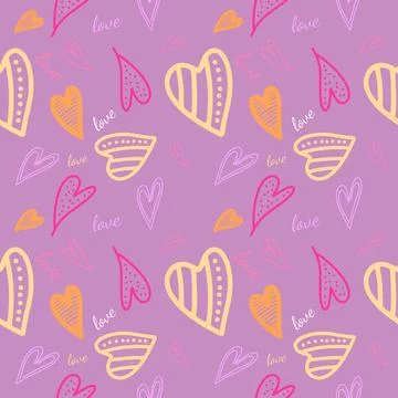 Valentine's seamless pattern vector doodle background digital paper Stock Illustration