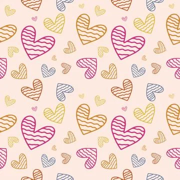 Valentine's seamless pattern vector doodle background digital paper Stock Illustration