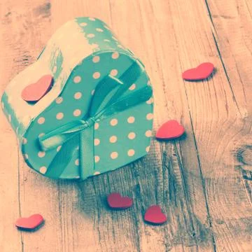 Valentine's setting with present Stock Photos