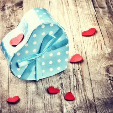 Valentine's setting with present Stock Photos