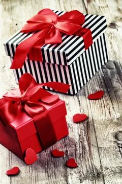 Valentine's setting with presents Stock Photos
