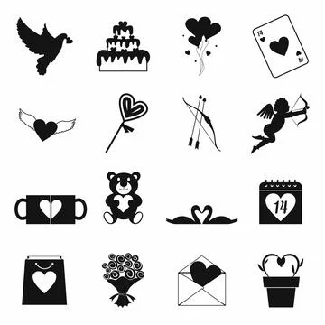 Valentines simple icons set Illustrazione stock