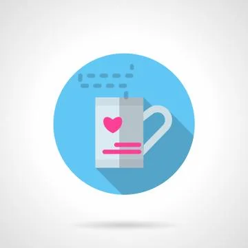 Valentines tea round flat vector icon Stock Illustration