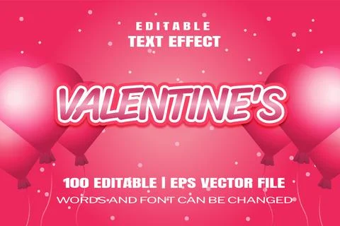 Valentines text effect Stock Illustration