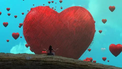 Valentines theme. Imaginary world. Surreal alternative realm. Stock Illustration