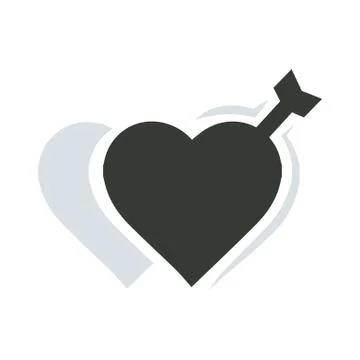 Valentines two heart arrow Stock Illustration