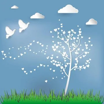Valentines vertical banners, tree with hearts Stock Illustration