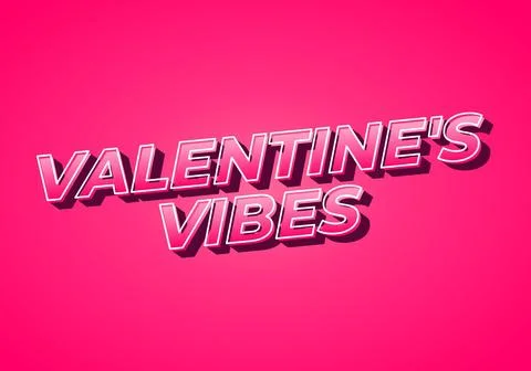 Valentine's vibes. Text effect in 3D look. Gradient Pink color Stock Illustration