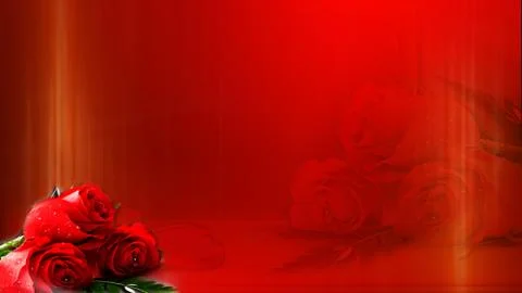 Valentine'sDayRedBackgroundRosesonLeft-handbottomCornerandRightHandSide Stock Illustration