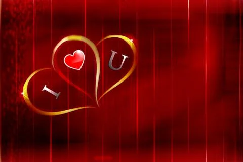 Valentine'sDayRedLineTextureBackground2GoldHeartframesandtextonLHS Stock Illustration