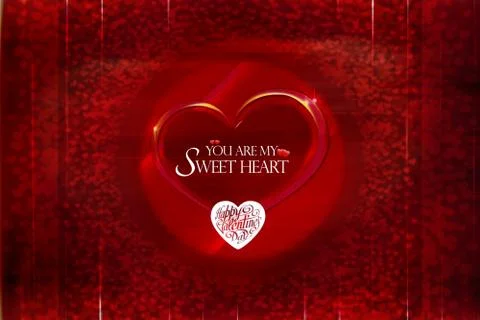 Valentine'sDayRedTexturedBackgroundcircularredpatchand2Heartsandmessages Stock Illustration