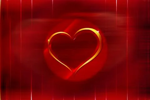 Valentine'sDayRedTexturedBackgroundcircularredpatchandGoldHeartframeinCenter Stock Illustration