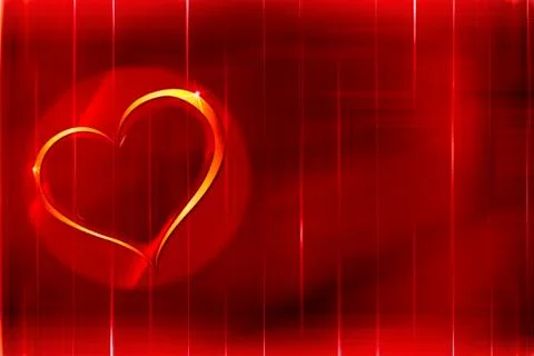 Valentine'sDayRedTexturedBackgroundcircularredpatchandGoldHeartframeonLHS Stock Illustration