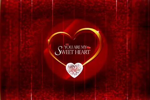 Valentine'sDayRedTexturedBgrdcircularredpatchGoldandWhitecolorHeartwithmessages Stock Illustration