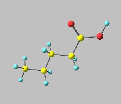 Valeric acid molecule isolated on grey Stock Illustration