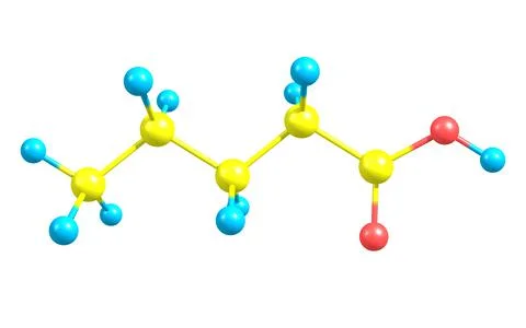 Valeric acid molecule isolated on white Stock Illustration