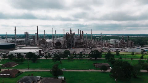 Valero Meraux Refinery Aerial - Processing Units and Steam, Chalmette Louisiana Stock Footage 340184525