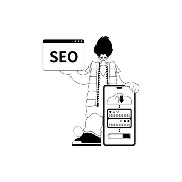 Valet and server . cloud memory and SEO capable . black and washcloth line .. Stock Illustration
