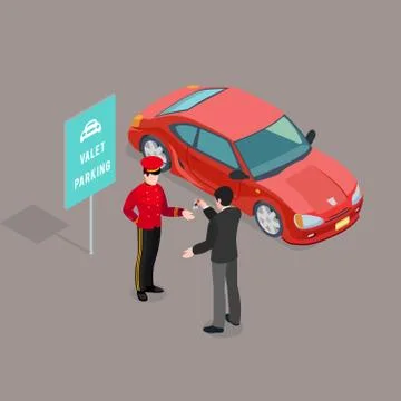 Valet Parking Service Composition Stock Illustration