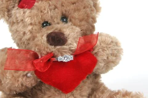 Valetines teddy bear with ring Stock Photos